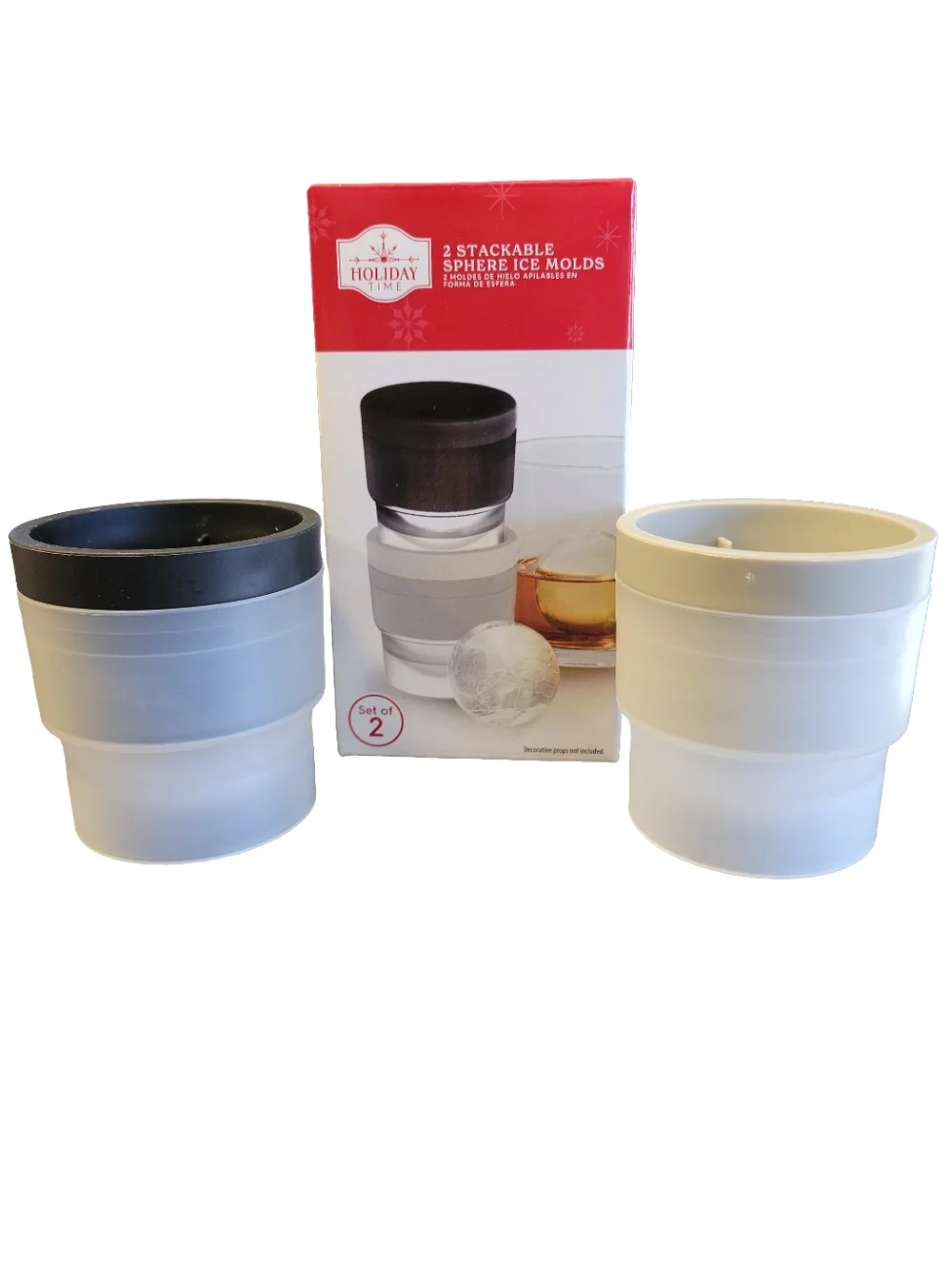 NIB Holiday Time Stackable Sphere Ice Molds Set of 2 Large Round Ice Molds